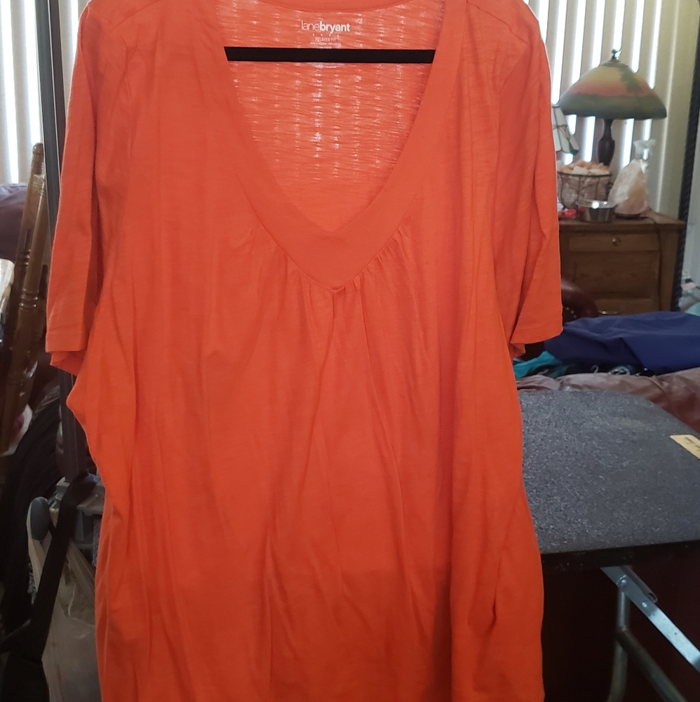 Lane Bryant V-neck Tshirt Orange 26 28 4X EUC